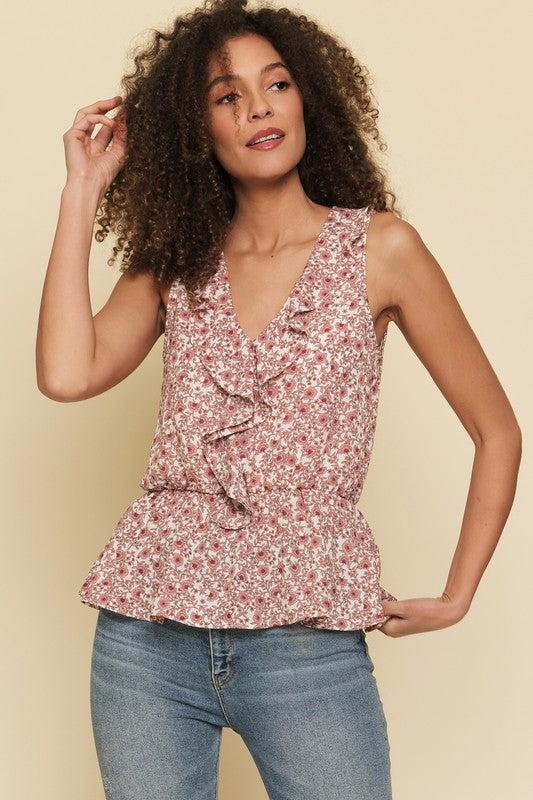 Flowy Front Ruffled Sleeve Top