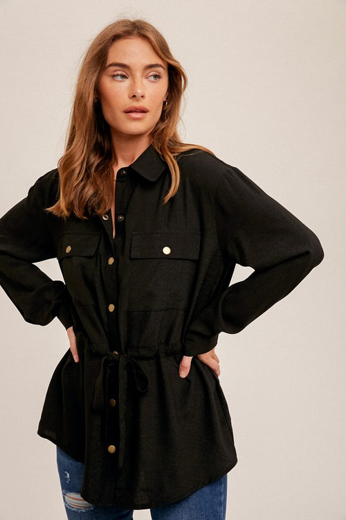 The Black Button Down Top Jacket