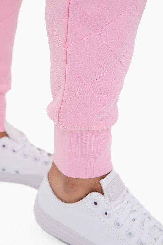 The Candy Pink Quilted Joggers