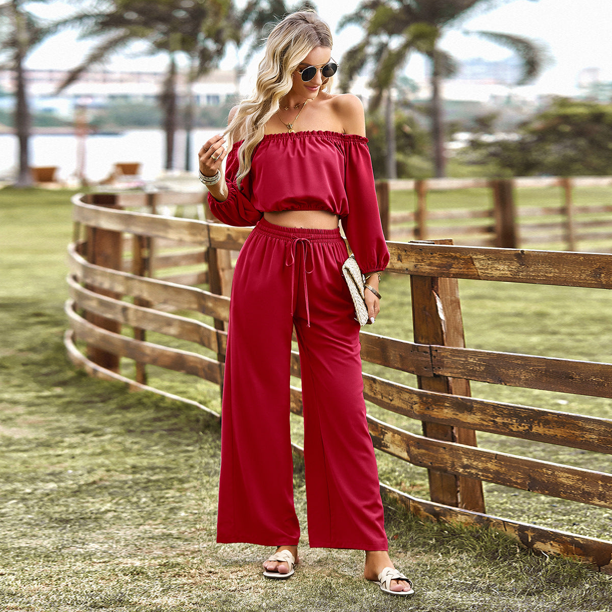 The Graceful Tube Top Wide Leg Trousers Set