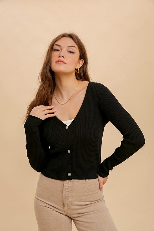 The Basic Fitted Ribbed Cardigan