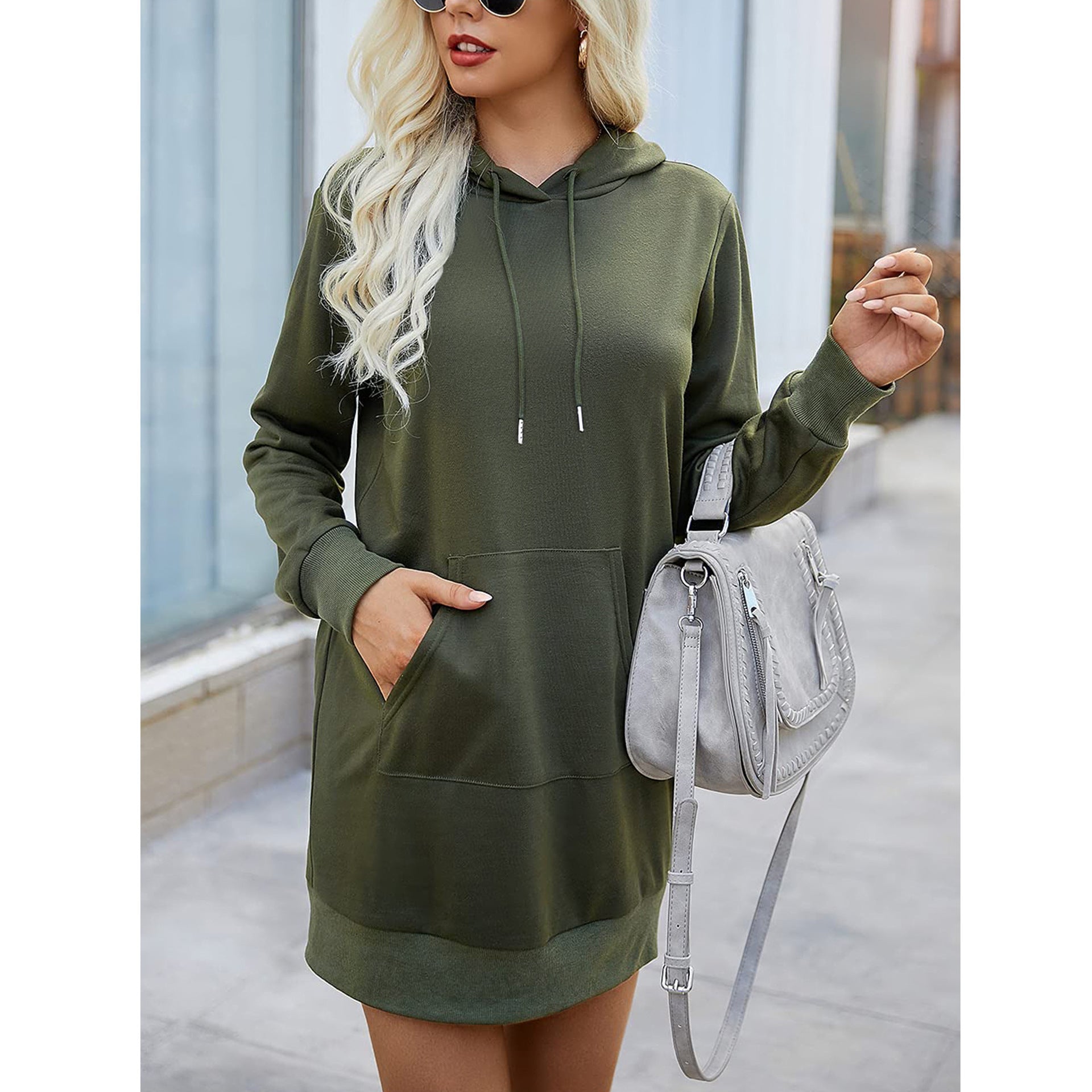 Women Hooded Sweater Dress Casual Dress