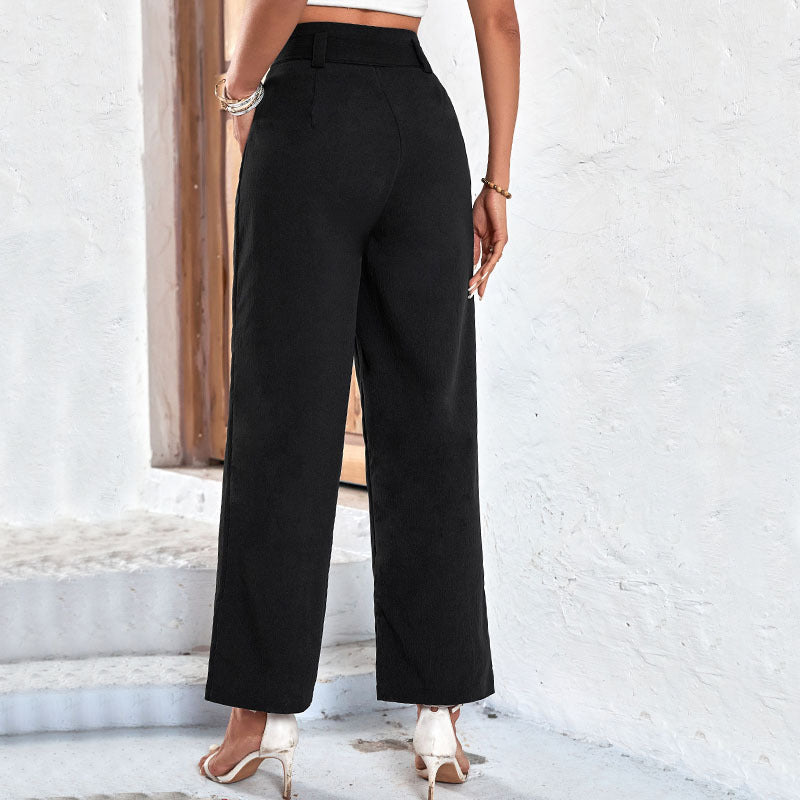 Summer Women Clothing Black Cropped Trousers Casual Pants